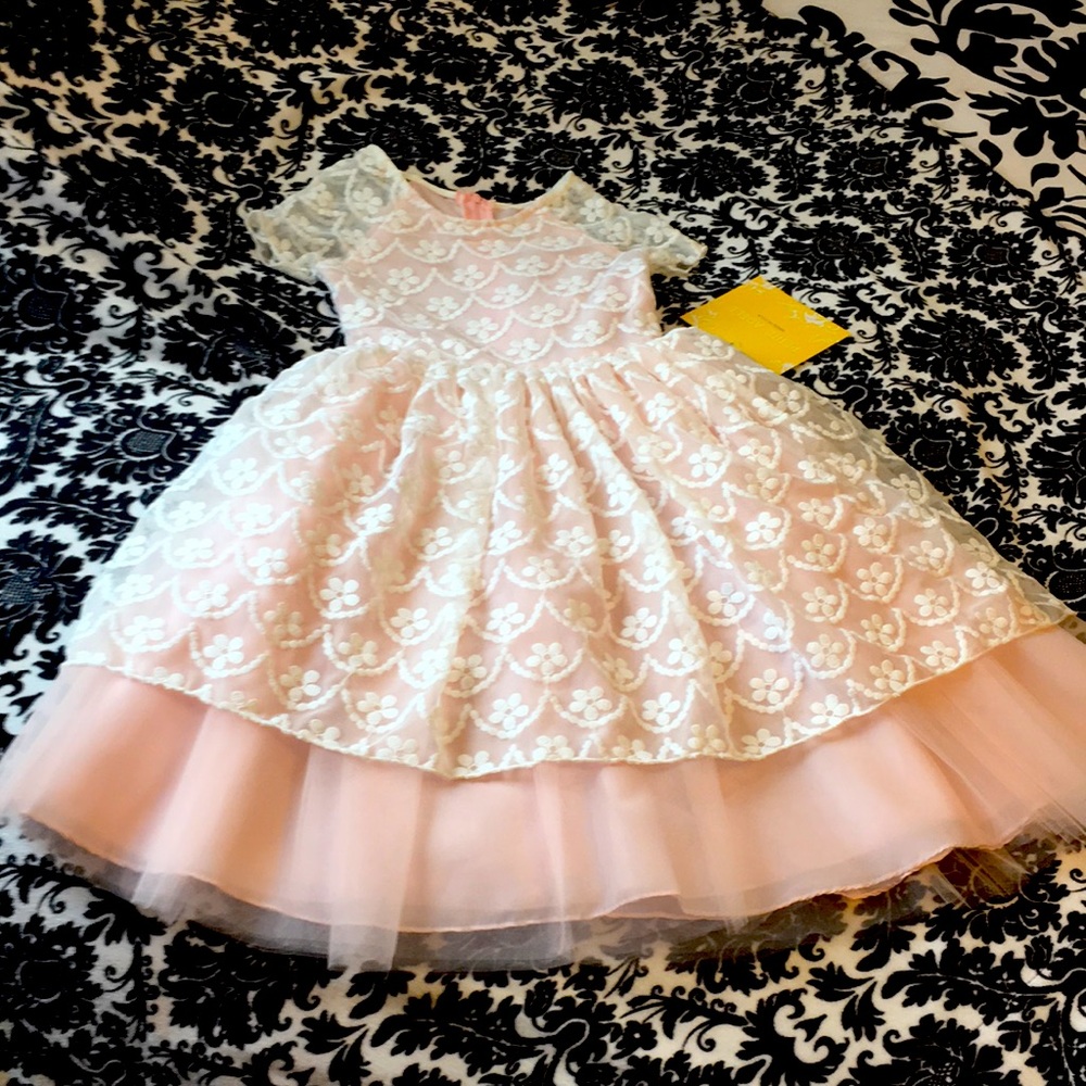 Petite Adele gorgeous lace overlay dress girl 3-4 - Picture 3 of 12
